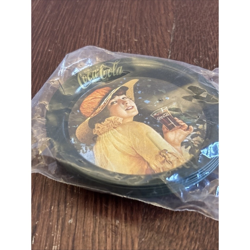 Vintage Set Of 6 Coca Cola Metal Coasters Green Ladies Of The Decades New Sealed